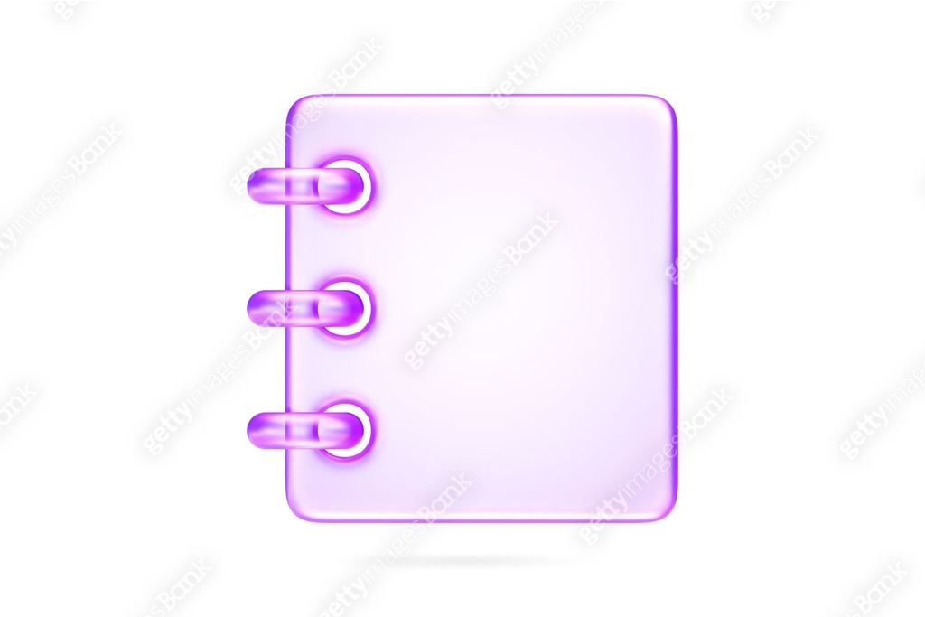 Notebook icon with purple translucent effect, symbolizing notes ...