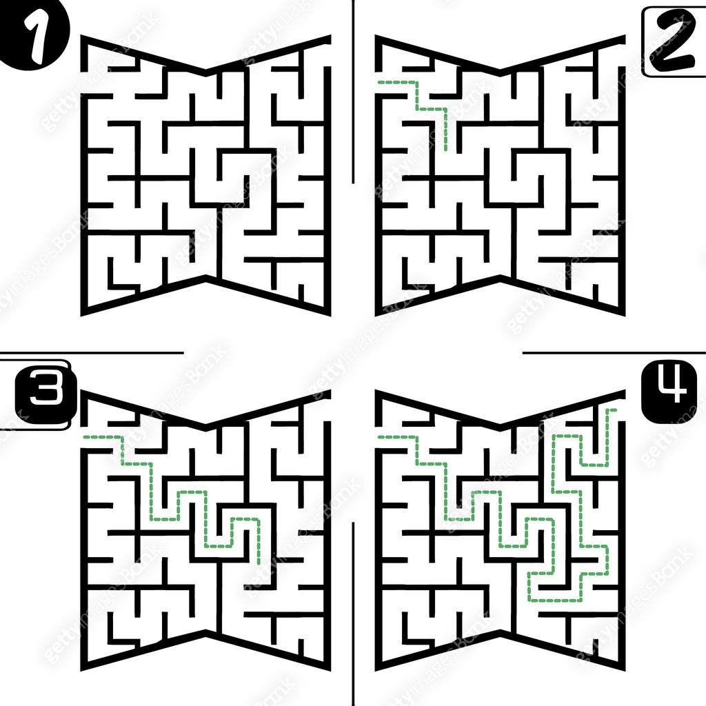 4 steps to complete the maze. 이미지 (2237295692) 일러스트, 무료 일러스트 - 게티이미지뱅크