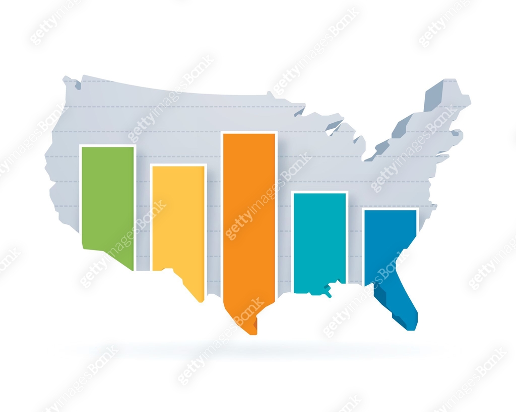 United States Statistics Bar Graph Map 이미지 (822756768) 일러스트, 무료 일러스트 ...