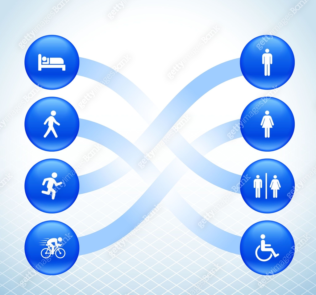 People and Modern Life Icons with Blue Connecting Lines Background 이미지 ...