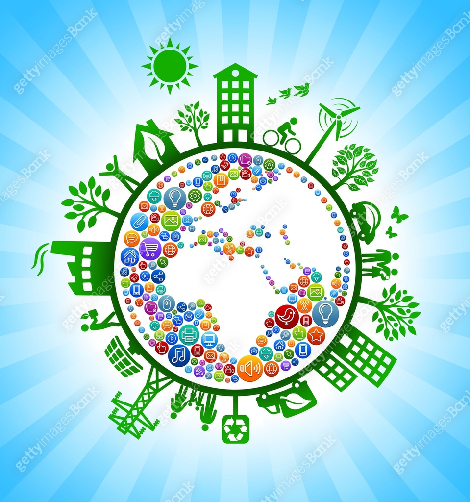 Internet Environment Vector Planet Earth Internet Technology Green Environmental Conservation ...