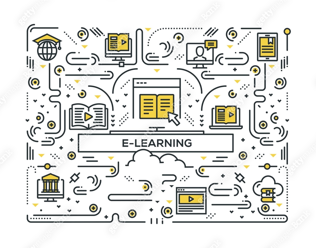 E-LEARNING RELATED LINE ICONS PATTERN DESIGN 이미지 (1090048082) 일러스트, 무료 ...
