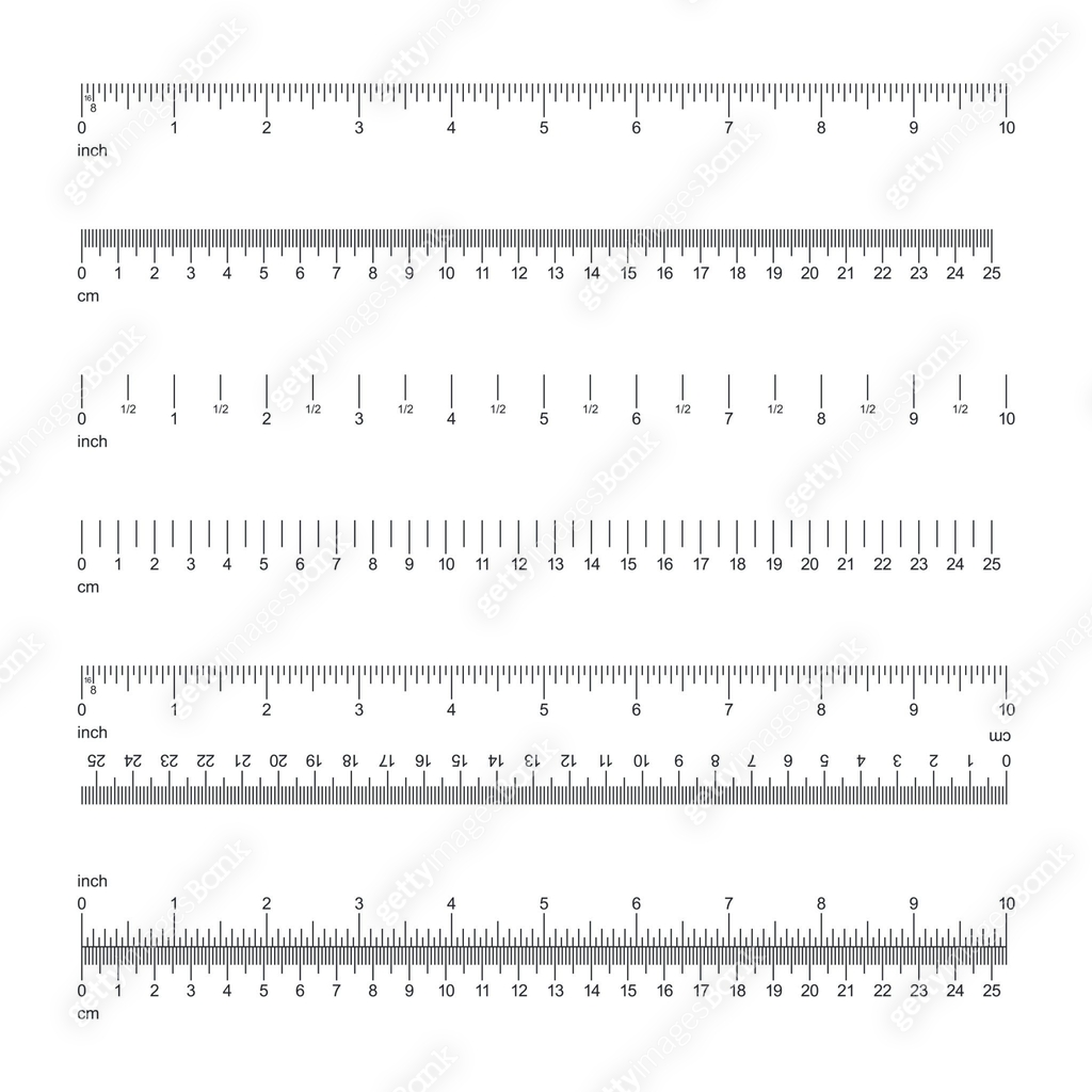 Ruler Set - Inch and Metric. Measuring Tools Vector. 10 inches. 25 cm ...