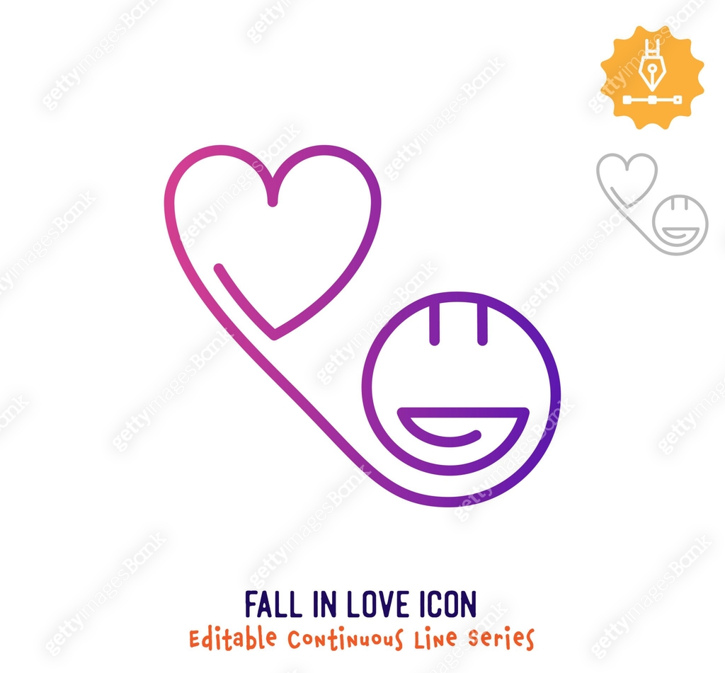 Fall In Love Continuous Line Editable Stroke Line 이미지 (1250734914) 일러스트 ...
