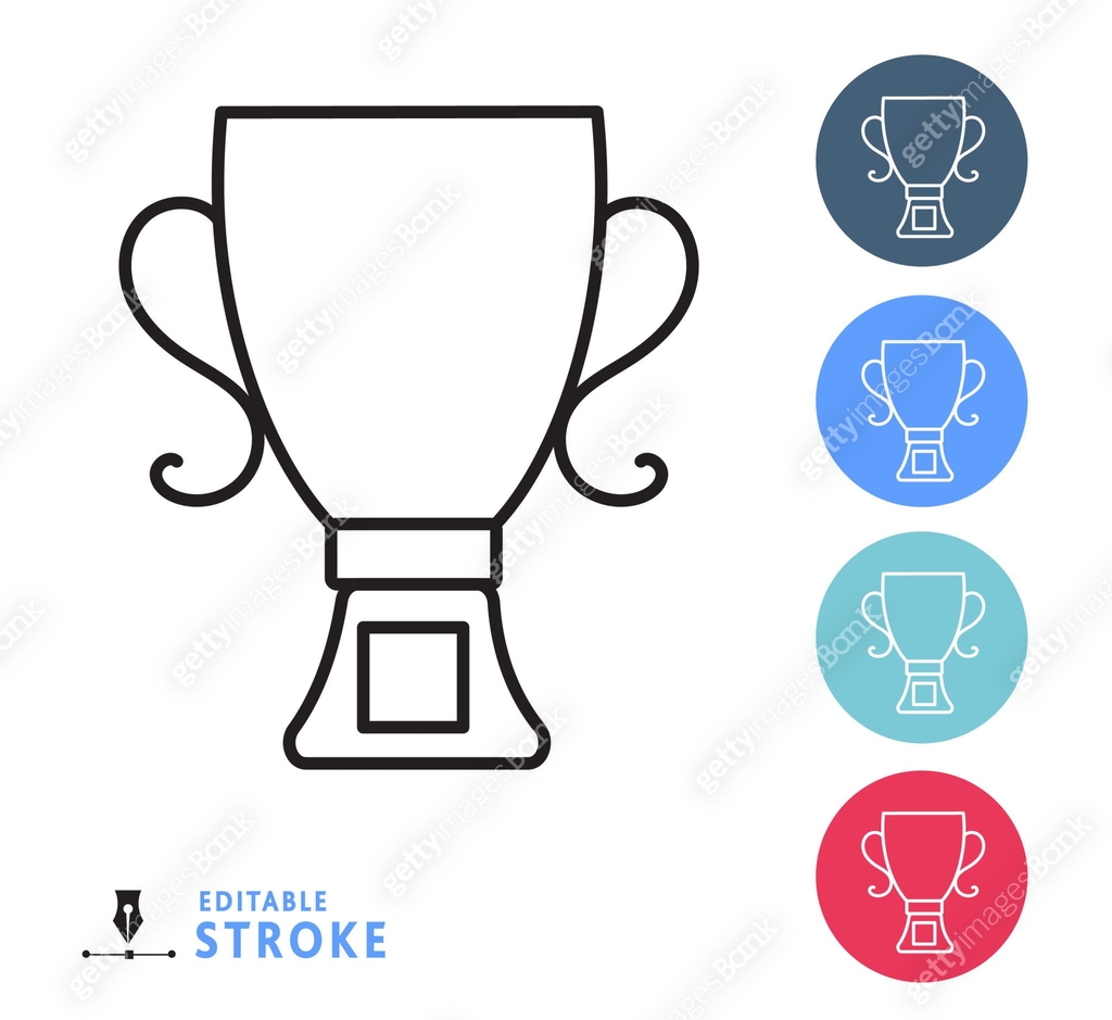 Awards Trophies and winning themed thin line Icon set - editable stroke ...