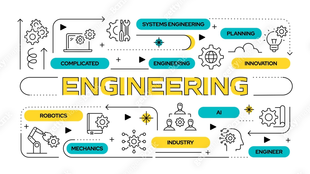 Engineering Related Figure Engineering Related Vector Banner Design Concept, Modern Line Style ...