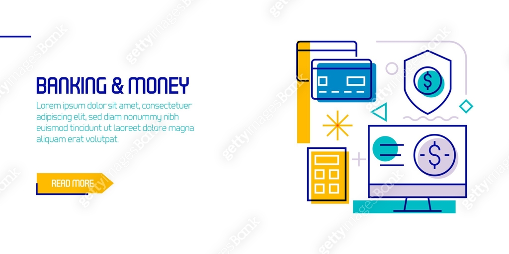 Banking and Money Related Design Element. Pattern Design with Outline ...