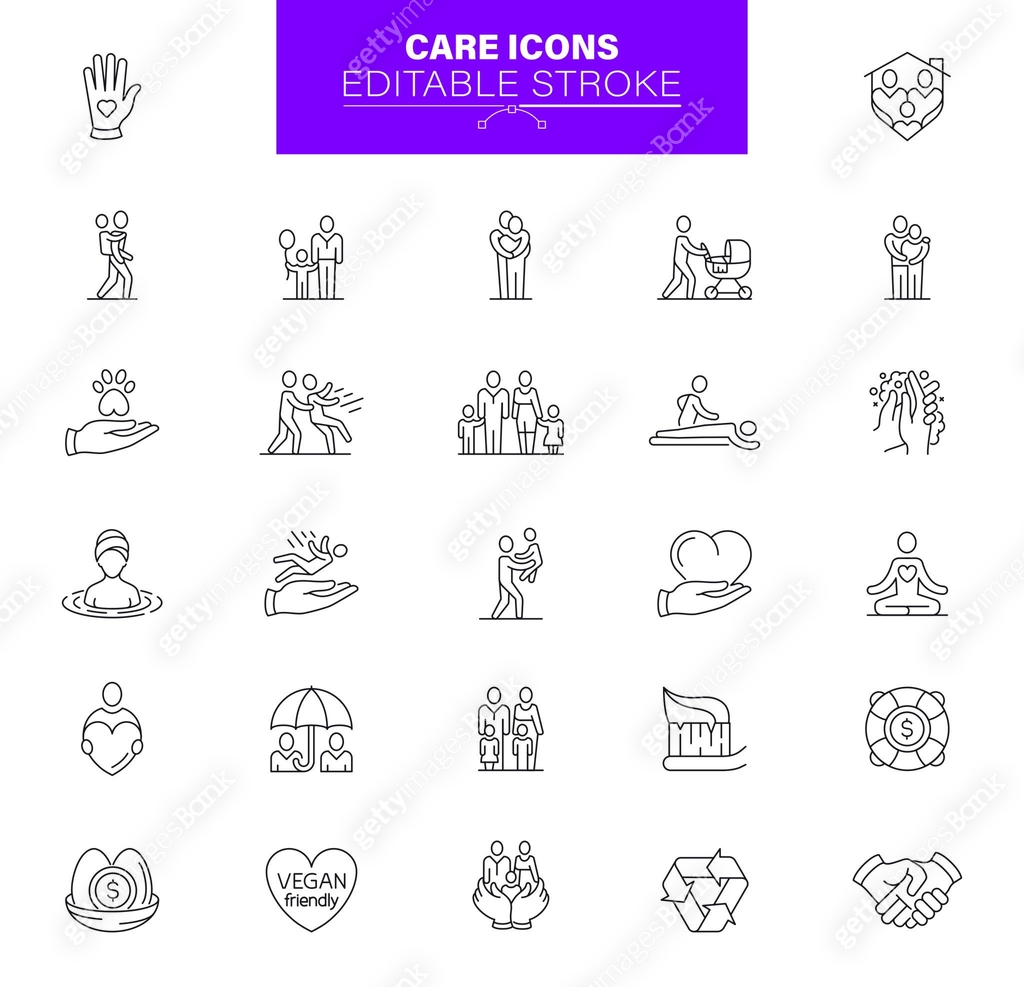 Care Icons. Set contains icons as Charity, Donation, Healthcare 이미지 ...