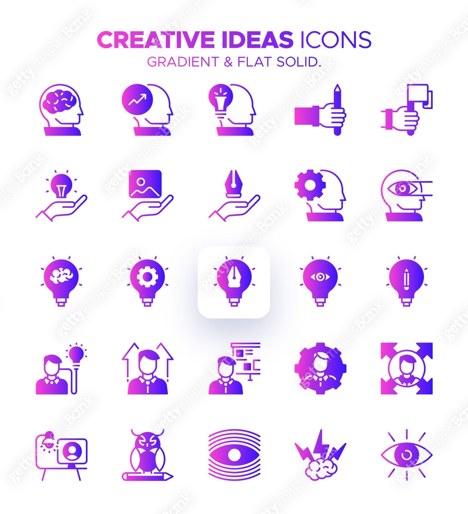 Creative Ideas Icon Set with Gradient Colors - 25 Unique Icons for ...