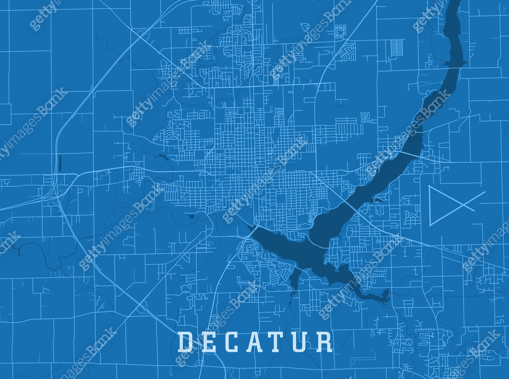Decatur IL City Vector Road Map Blue Horizontal 이미지 (2190546818) 일러스트 ...