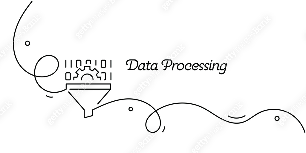 One Continuous Line Drawing of Data Processing Icon. Single Line Vector ...