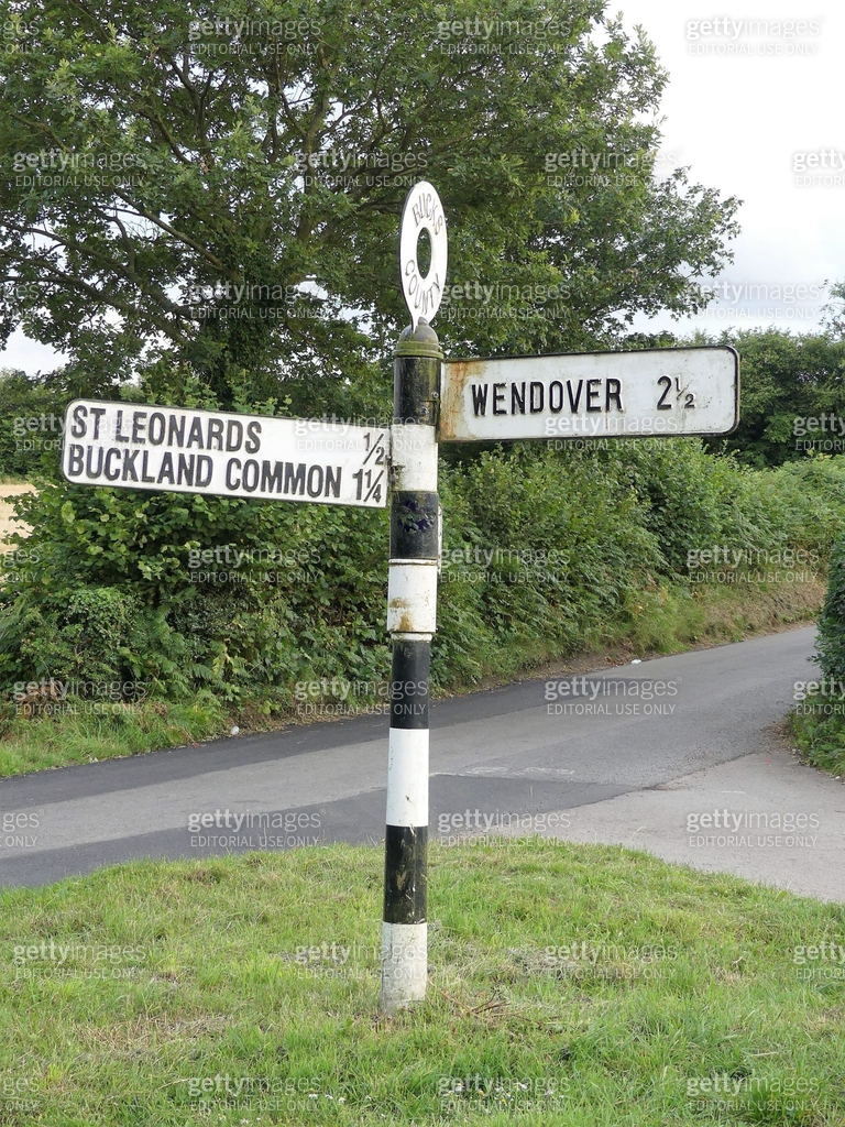 Leonards Sign Bucks County road sign pointing to St Leonards, Buckland Common and ...