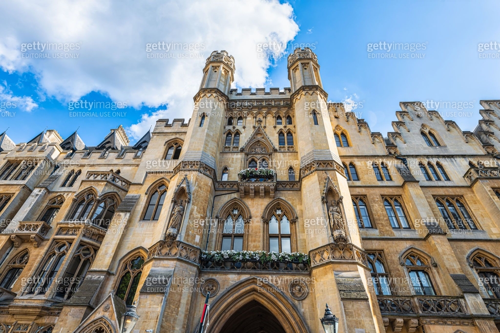 Wide angle exterior architecture view of historic Attorney General's ...