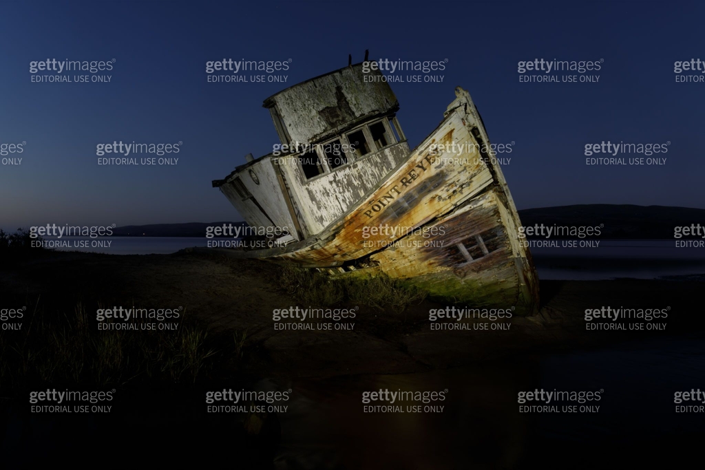 Ss Point Reyes The S.S. Point Reyes shipwreck illuminated in the blue hour. Inverness ...