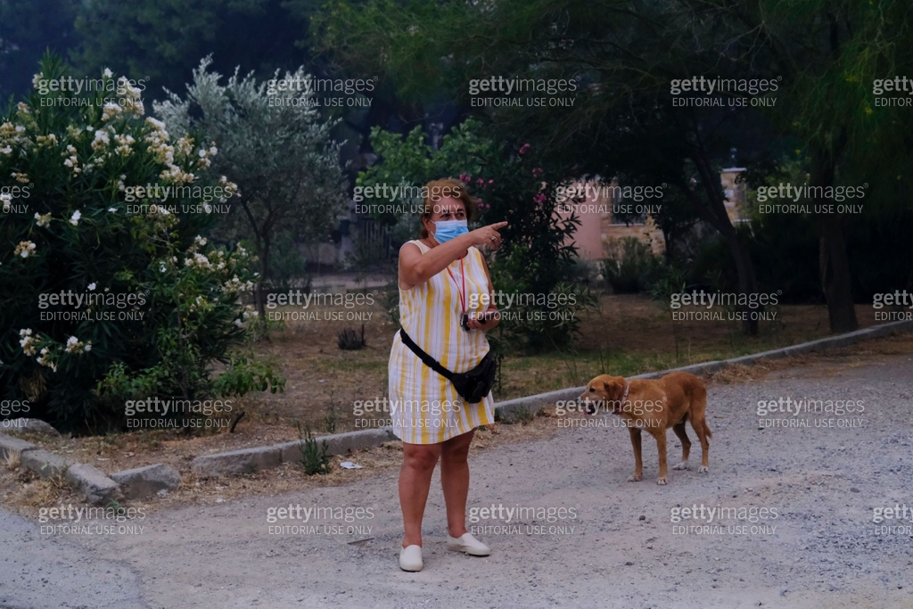 Smoke Rising Greek Residents look at the smoke rising among houses as a wildfire burns in ...