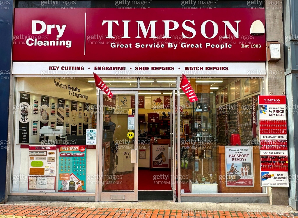 Timpson Timpson, a chain store business offering dry cleaning, key cutting ...