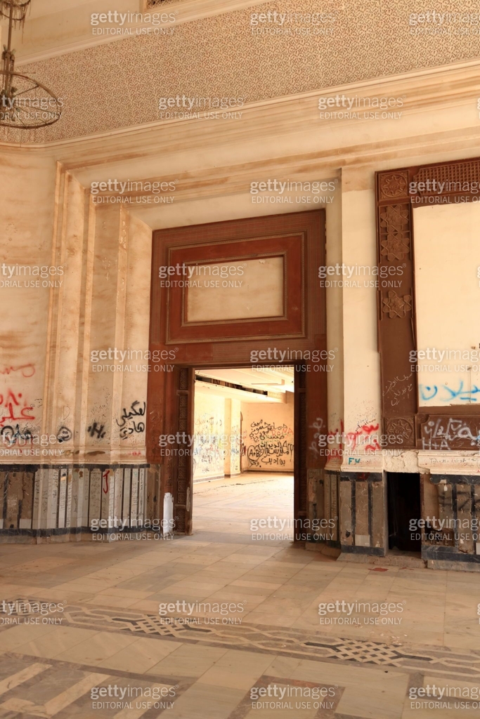 Inside the palace of the former Iraqi President Saddam Hussein in the ...