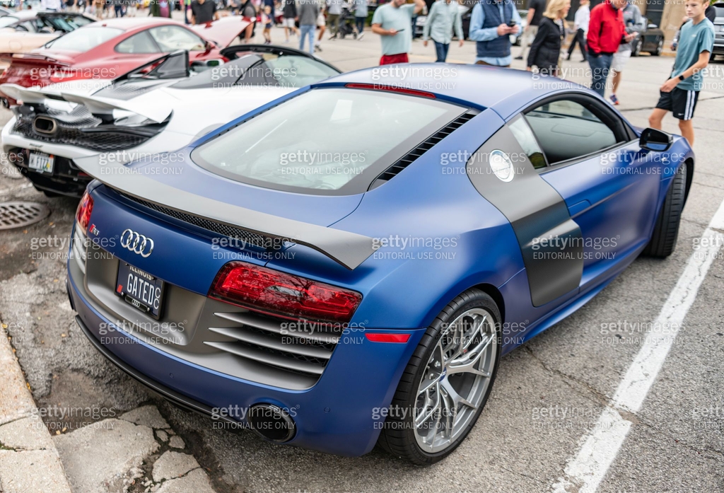 Audi R8 Spyder v10 convertible. Audi R8 Spyder v10 luxury car parked on ...