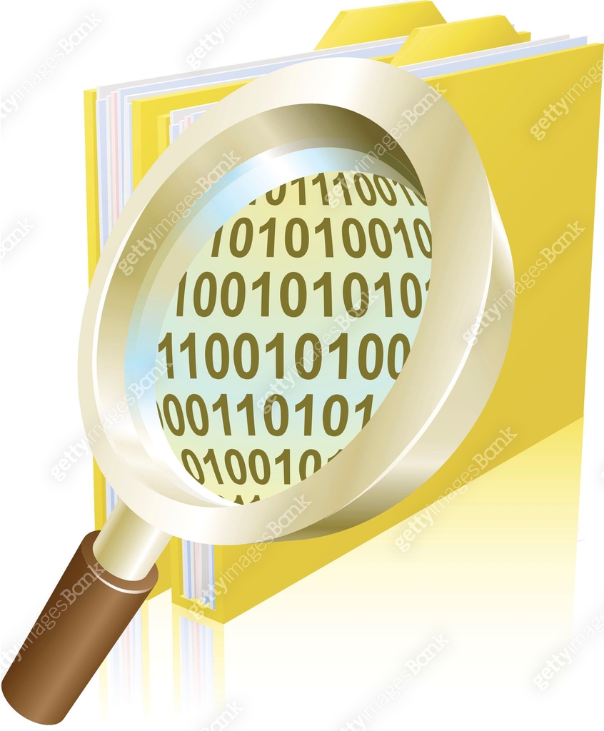 Magnifying File Magnifying glass binary data file folder concept 이미지 (136691116) 일러스트 ...