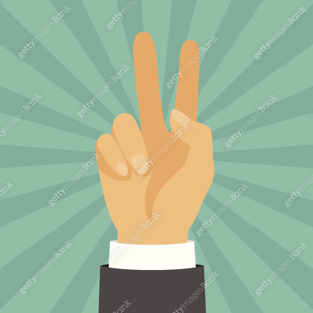 Hand shows victory sign in flat design style. 이미지 (469793689) 일러스트, 무료 ...