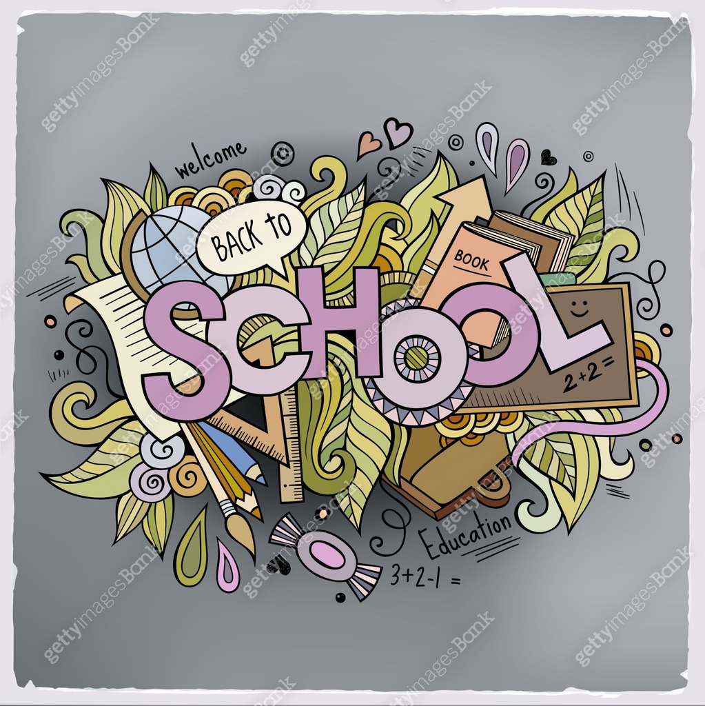 School cartoon hand lettering and doodles elements 이미지 (505233141) 일러스트 ...