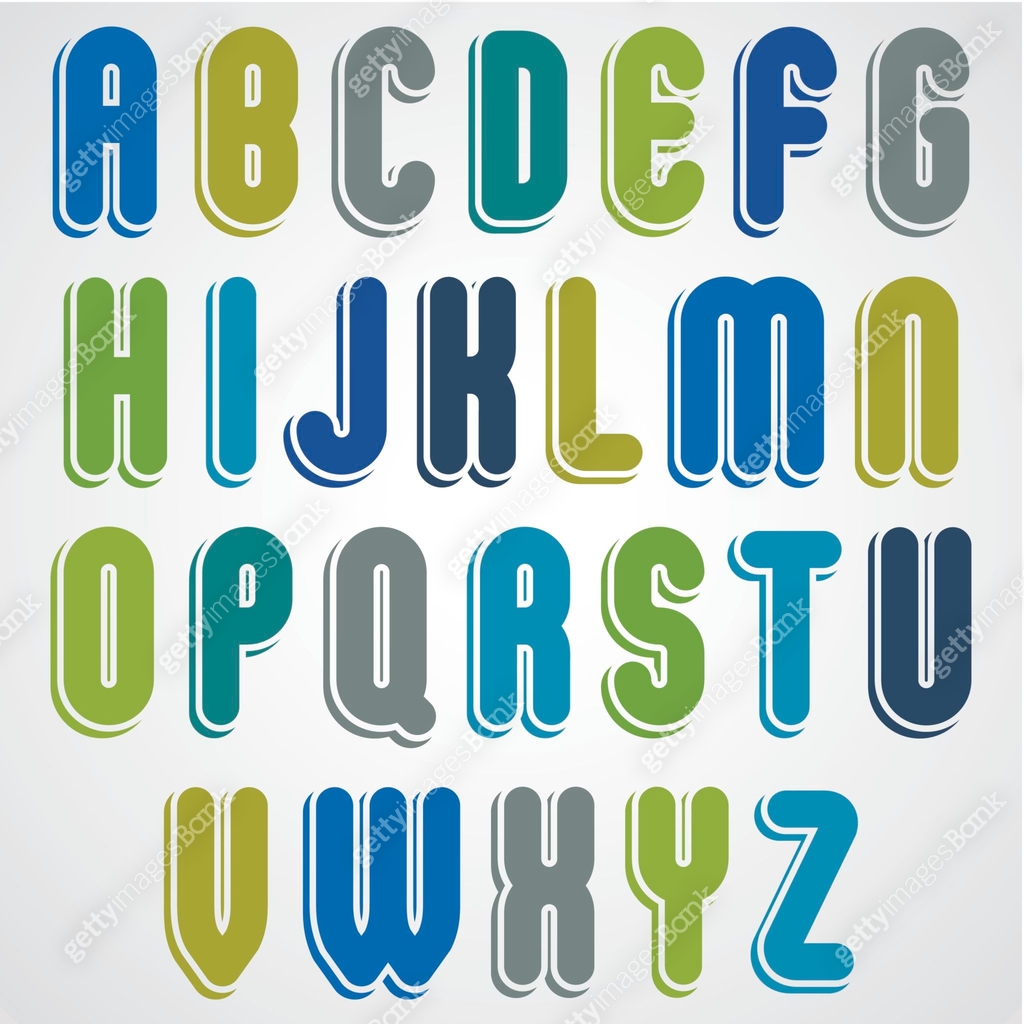 Vector rounded alphabet letters, bold and condensed font 이미지 (506396513 ...