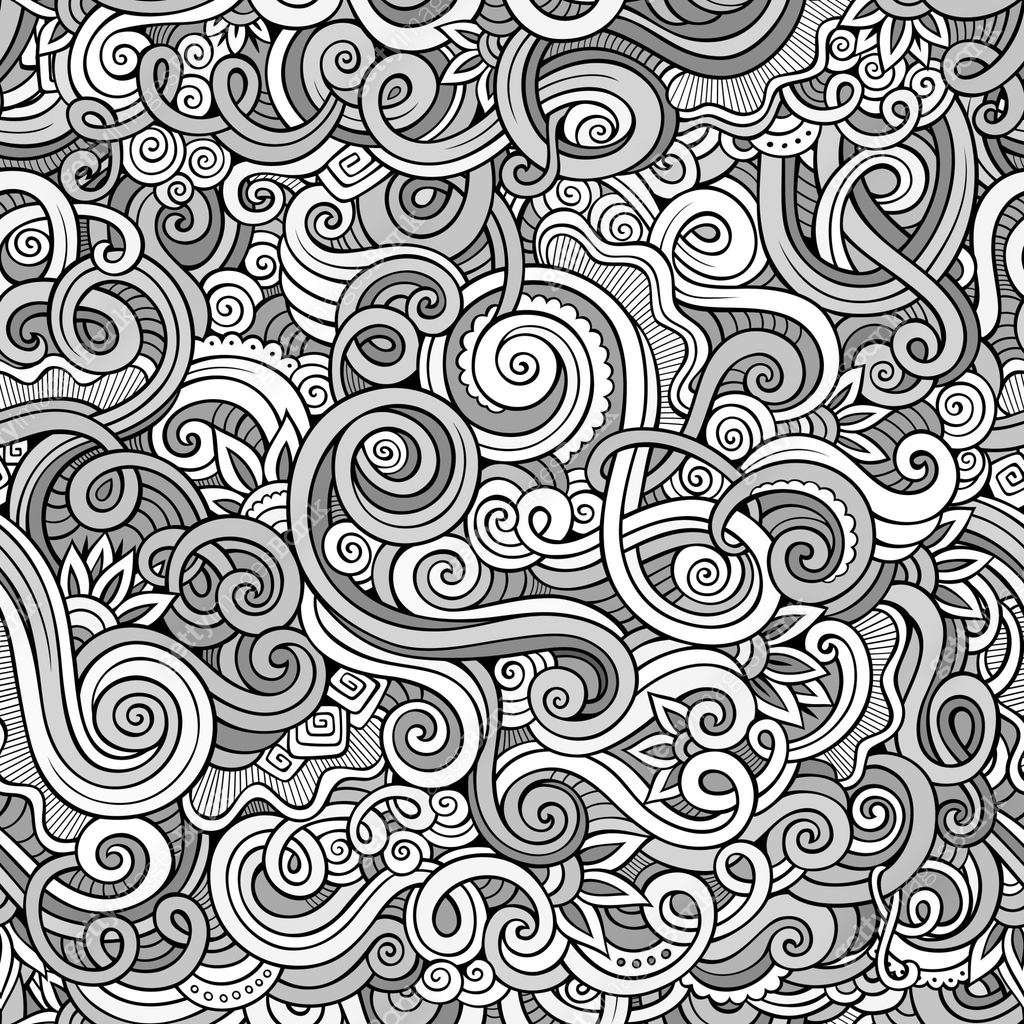 Decorative hand drawn doodle nature ornamental curl seamless pattern ...