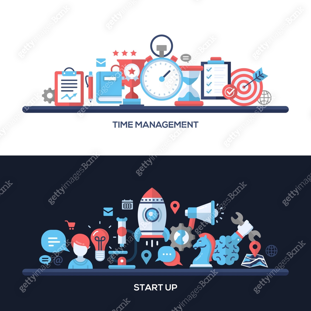 Time Layout Set Time Management, Start Up Flat Design Concept Banners, Headers Set 이미지 ...