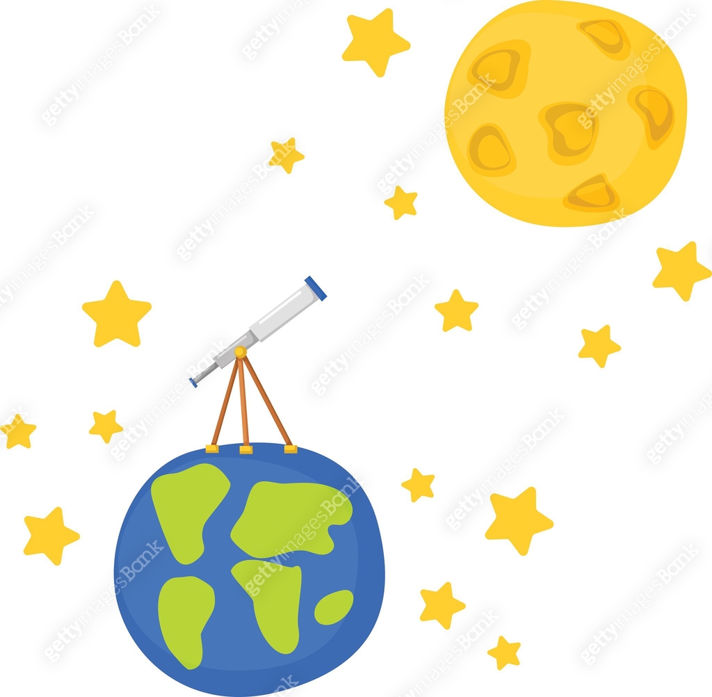 Vector cartoon telescope on Earth to Moon 이미지 (531966978) 일러스트, 무료 일러스트 ...