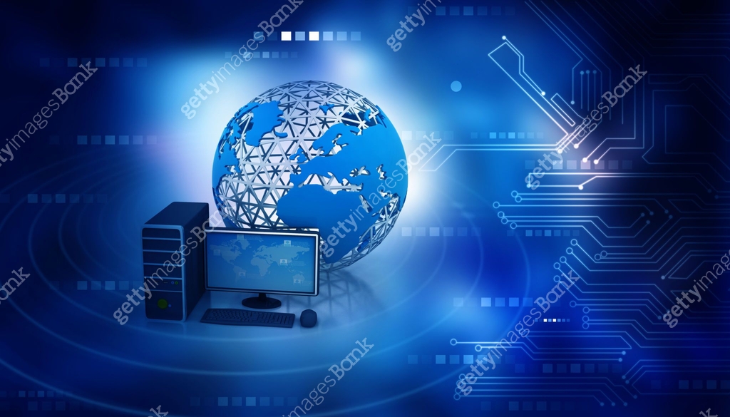 Computer Globe 3d render of desktop computer with globe 이미지 (900568434) - 게티이미지뱅크