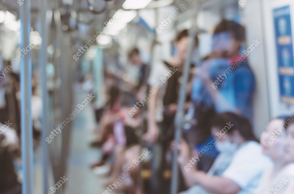 blur empty people in sky train in long holiday abstract background ...