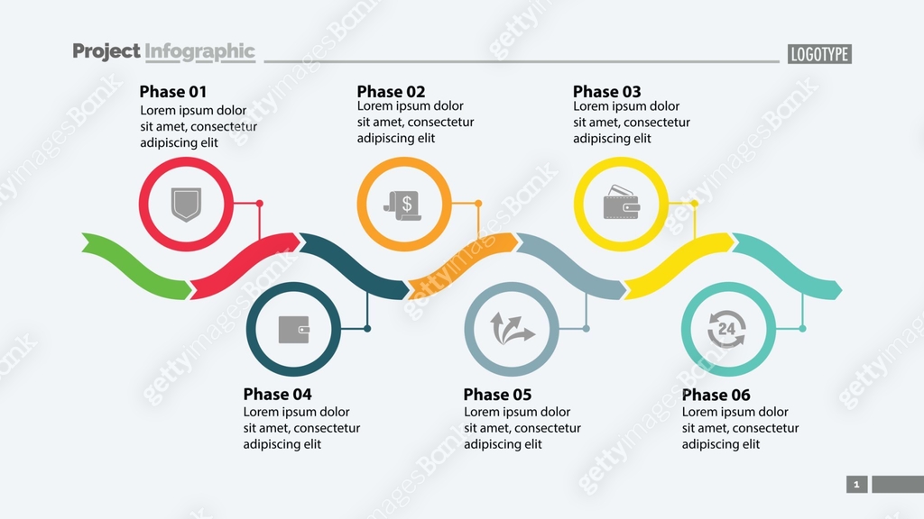 Phase Process Map Six phase process chart slide template 이미지 (929571366) 일러스트, 무료 일러스트 ...