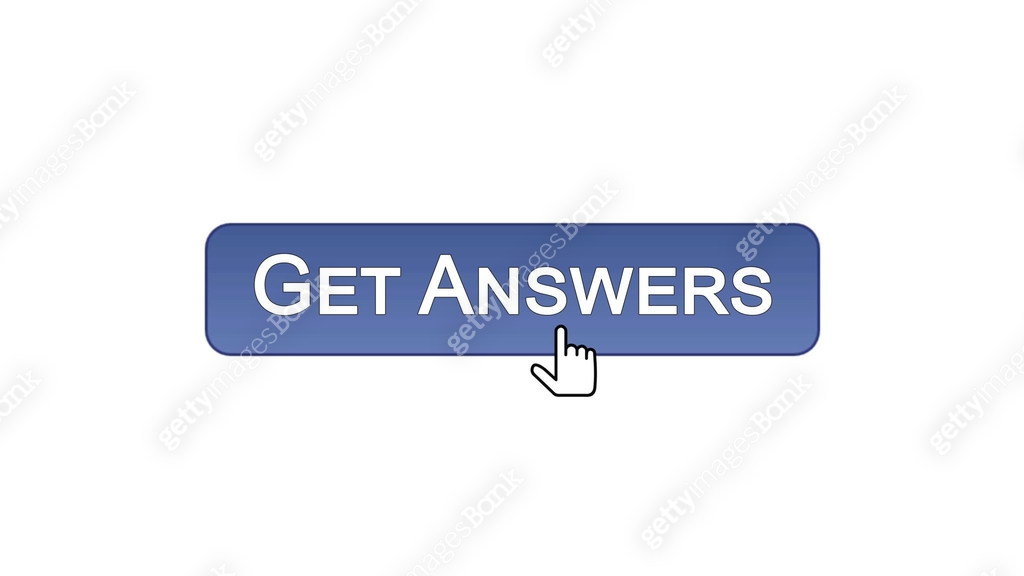 Get answers web interface button clicked with mouse cursor, violet ...