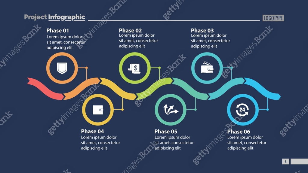 Phased Process Visual Six phase process chart slide template 이미지 (950420448) 일러스트, 무료 일러스트 ...