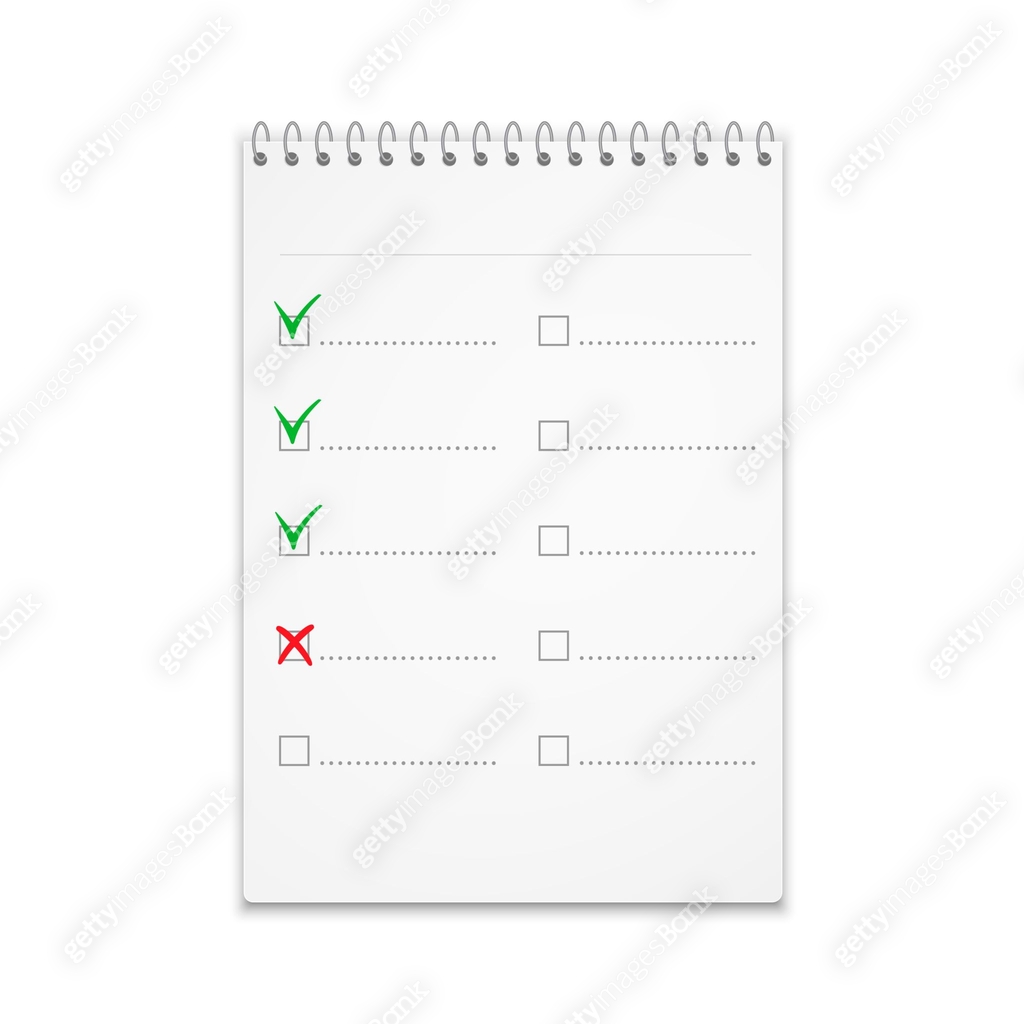 Notepad Image Check Notepad with checklist with green check marks. Vector EPS10 이미지 ...