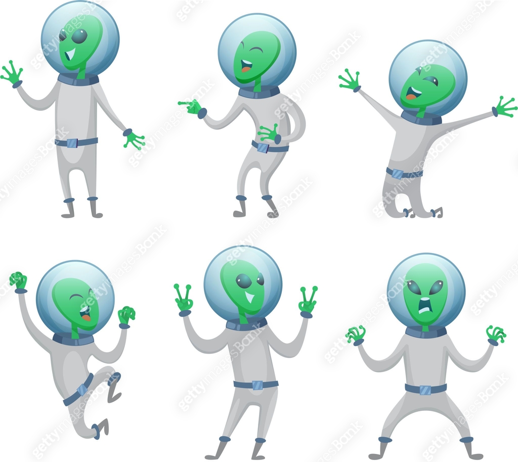 Cartoon aliens in various action poses 이미지 (991888110) - 게티이미지뱅크
