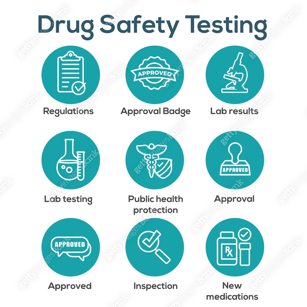 Safe Testing Icon Drug Testing and Safety Icon Set Vector Graphic with Rounded Edges 이미지 ...