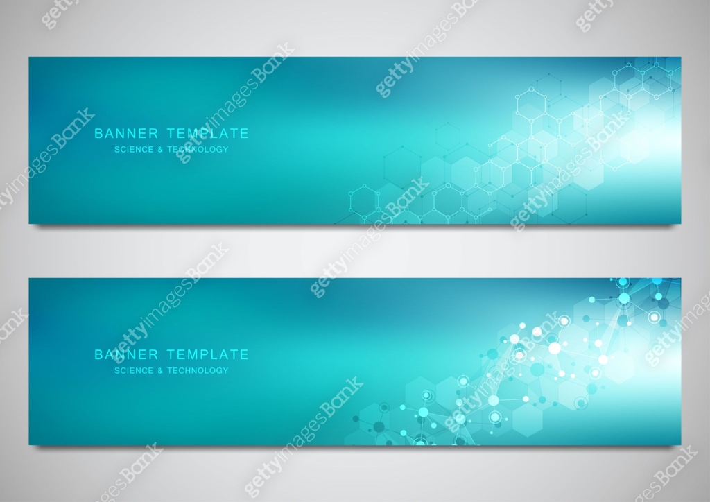 Lab Header Design Vector banners and headers for site with molecules background and ...