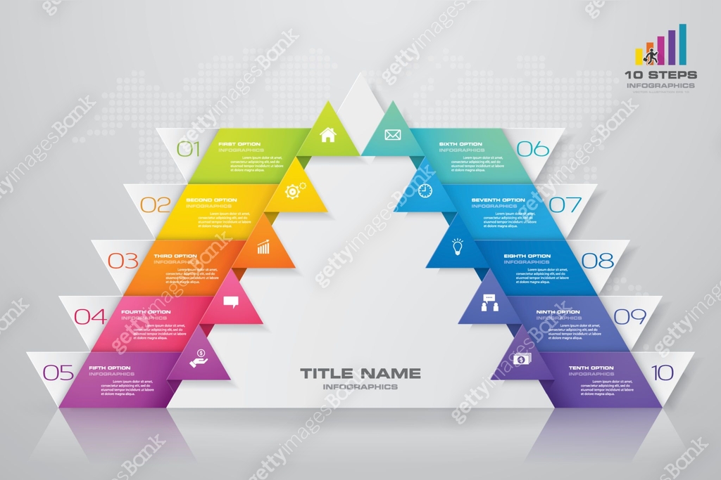 10 steps pyramid with free space for text on each level. 이미지 ...