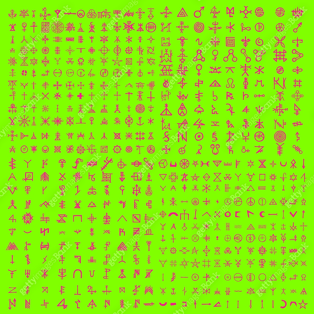 Screen with the code of alternative fiction, sci-fi alien computer ...