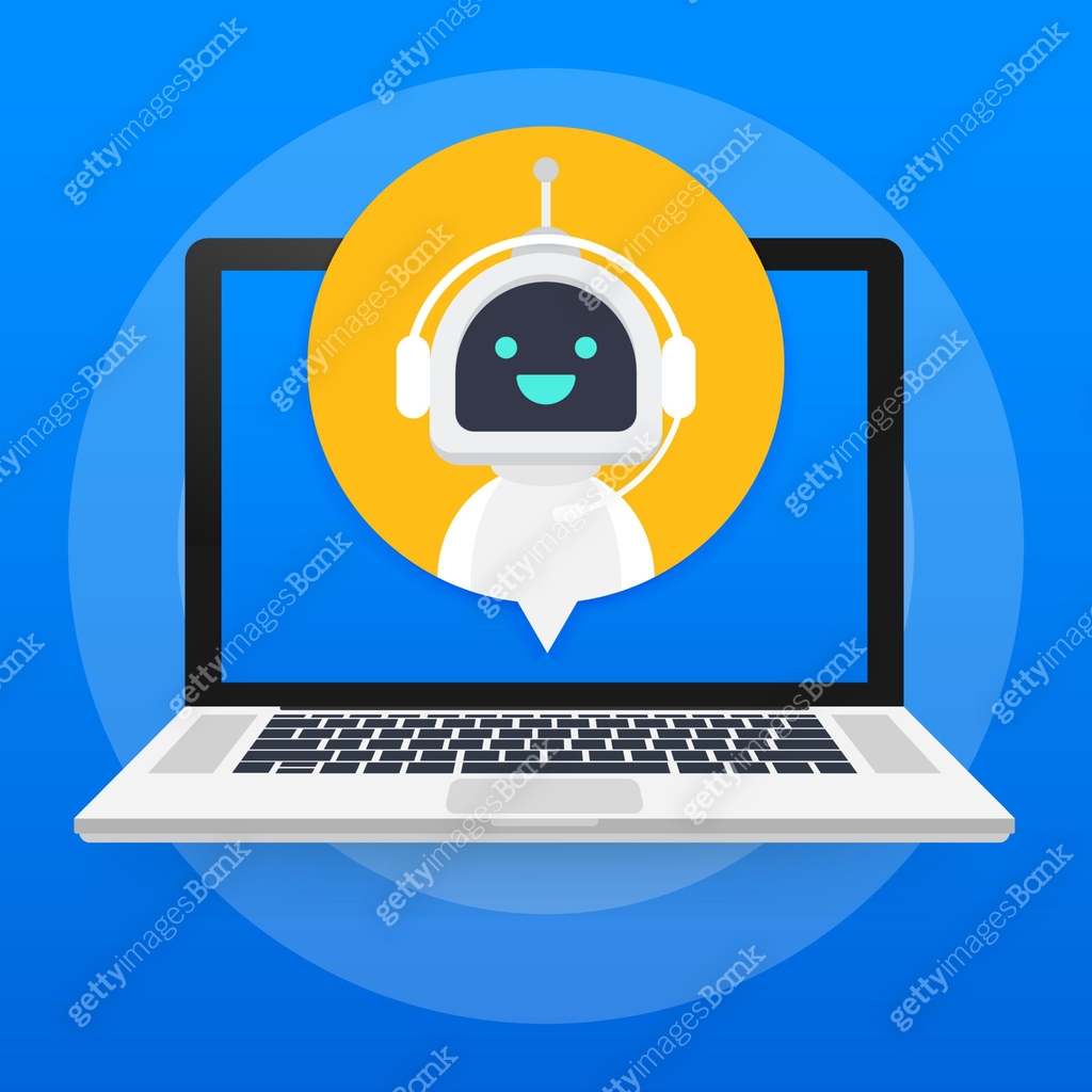 Bot Computer Center Chat Bot Using Laptop Computer, Robot Virtual Assistance Of Website Or ...