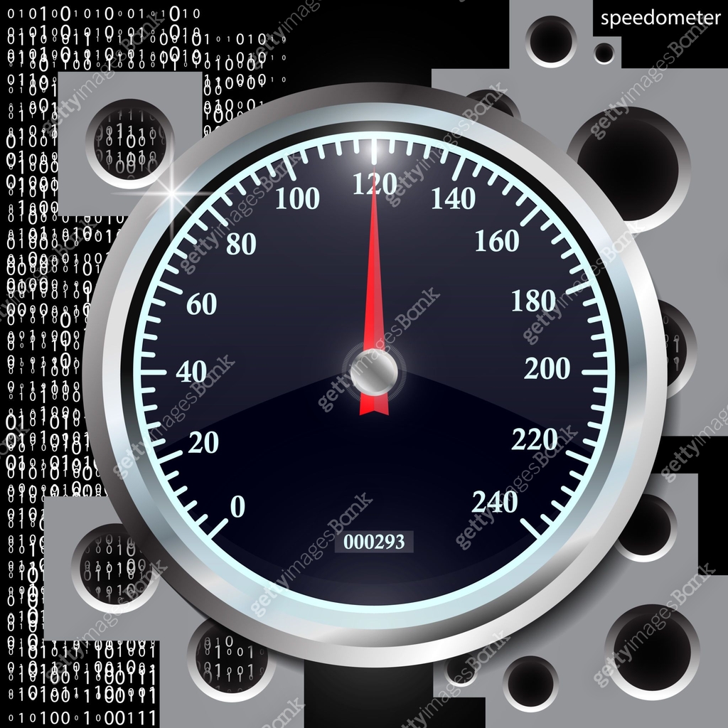 Speedometer on abstract geometric background. Round black caliber with ...