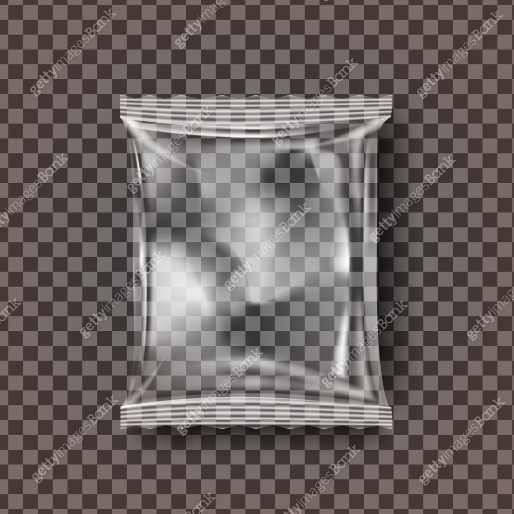 Empty Snacks Wraps Plastic Snack Packaging Vector. Transparent Pillow Bag Wrap. Empty ...