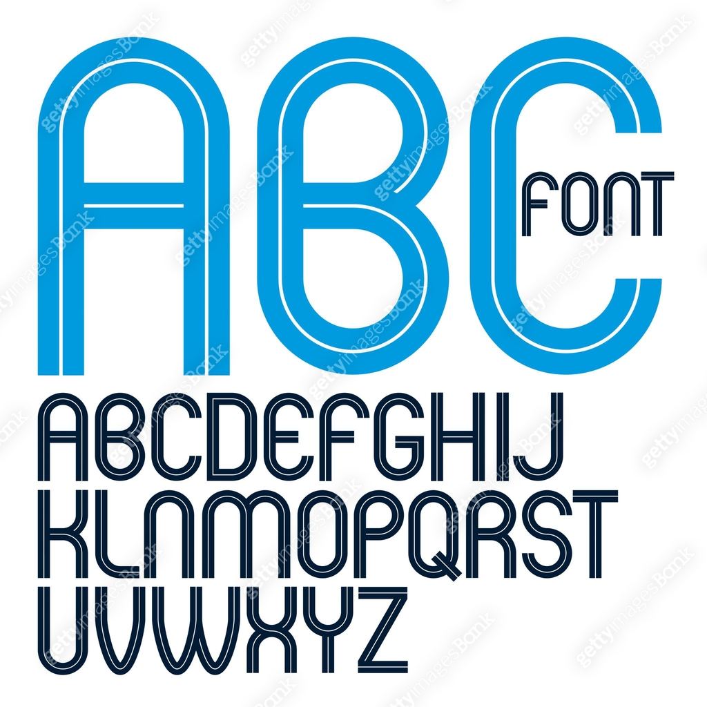 Vector upper case rounded alphabet letters made with white lines, best ...