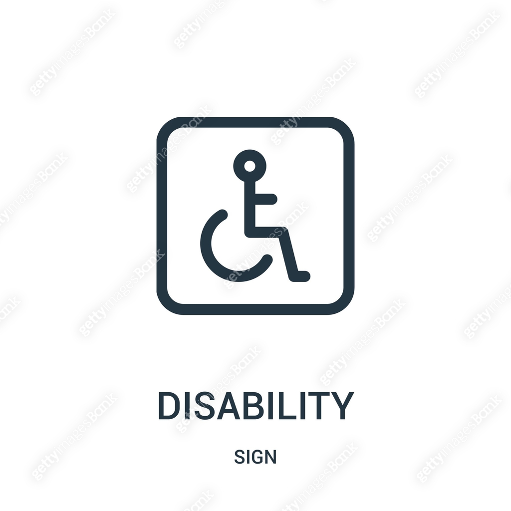 disability icon vector from sign collection. Thin line disability ...