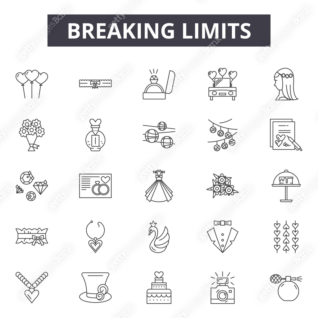 Line Breaking Sign Breaking limits line icons, signs set, vector. Breaking limits outline ...