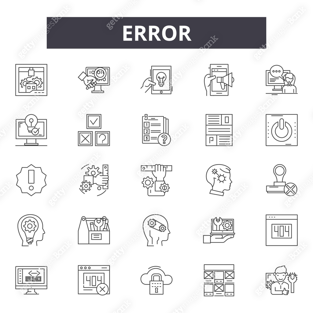 Error line icons, signs set, vector. Error outline concept ...