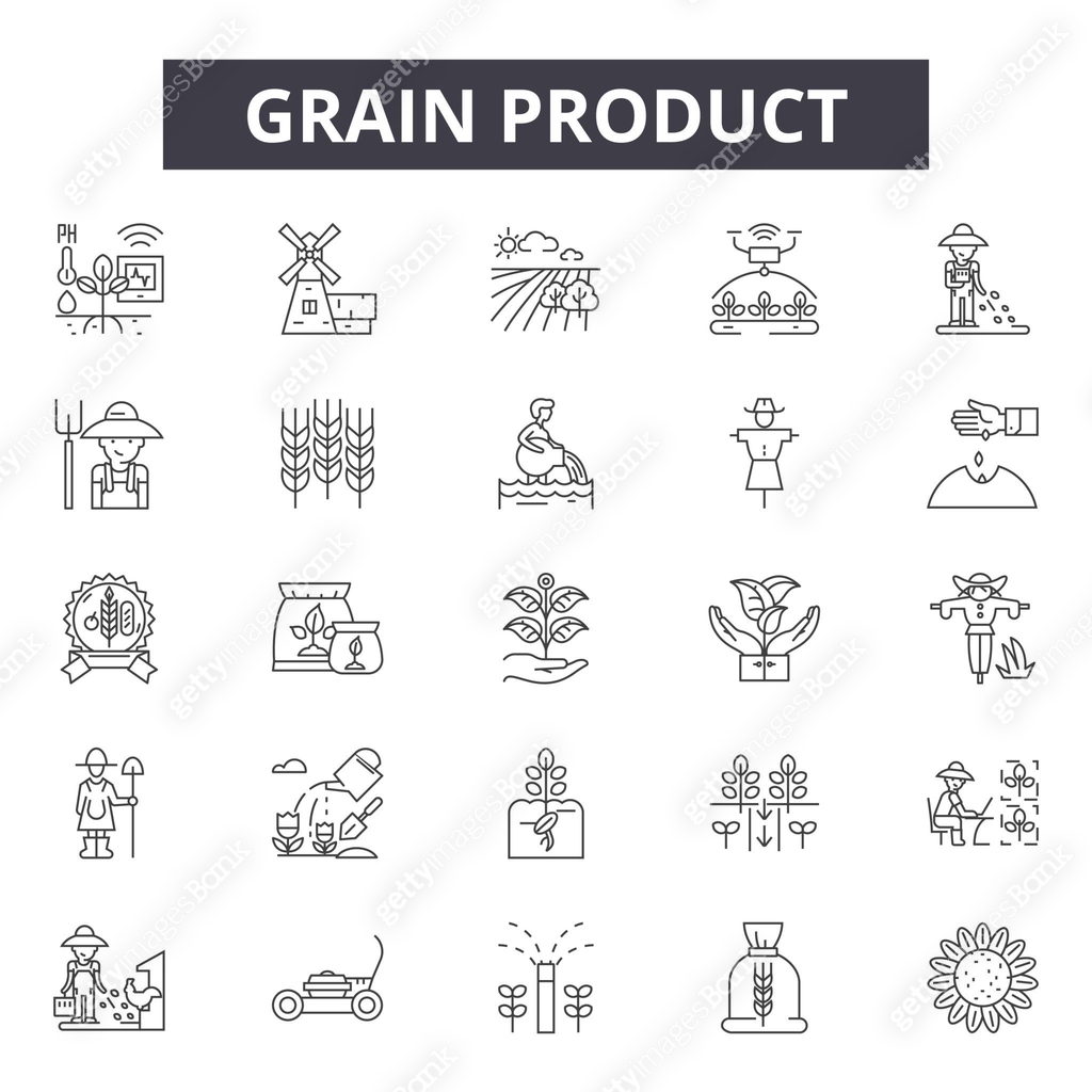 Grain product line icons, signs set, vector. Grain product outline ...