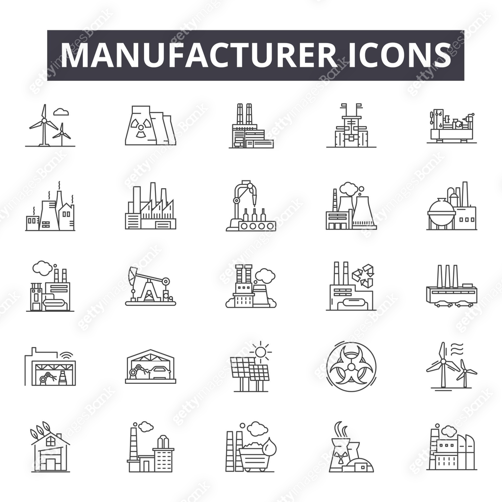 Manufacturer concept line icons, signs, vector set, linear concept ...