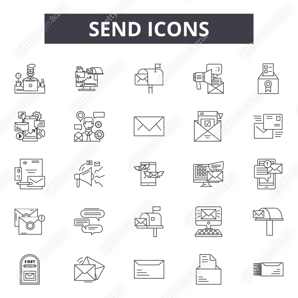 Send line icons, signs, vector set, linear concept, outline ...